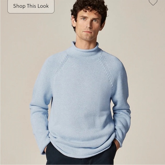 J Crew 1988 RollneckT Sweater in Cotton M Medium Fisherman Unisex Blue BW186 - Picture 3 of 10